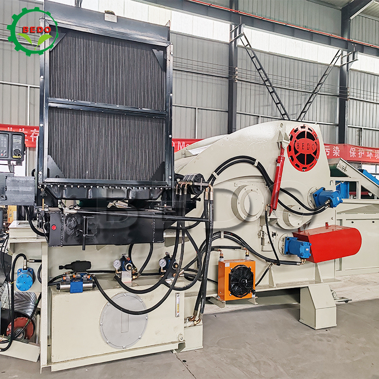 2 sztuk Blade Hydraulic Motor Wood Chipper Machine Smooth Feed Conveyor Industrial Drum Type Shredder