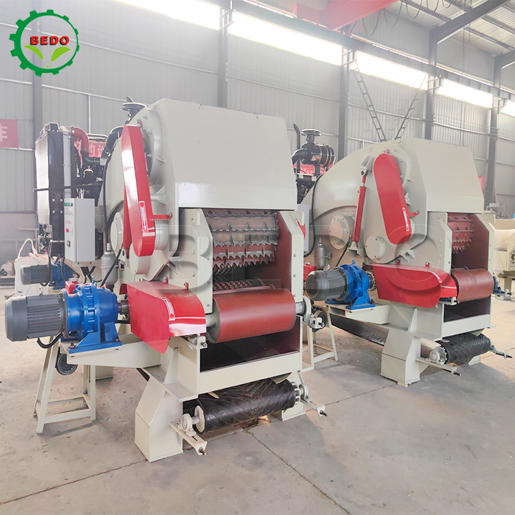 2 sztuk Blade Self Feeding Hydraulic Wood Chipper Machine Smooth Operation Drum Type Shredder